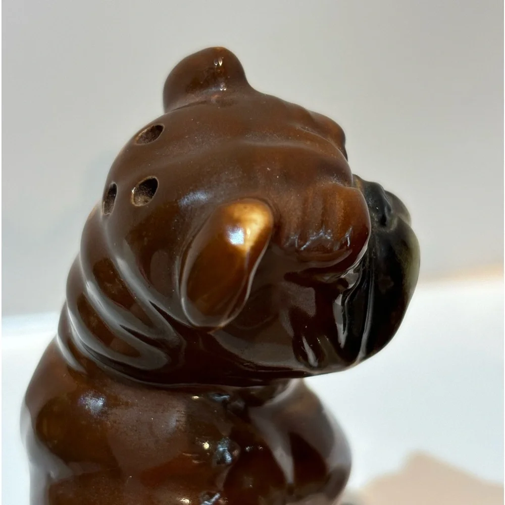 Vintage Antique Bulldog Puppies Salt &‎ Pepper Shakers Set Made in JAPAN